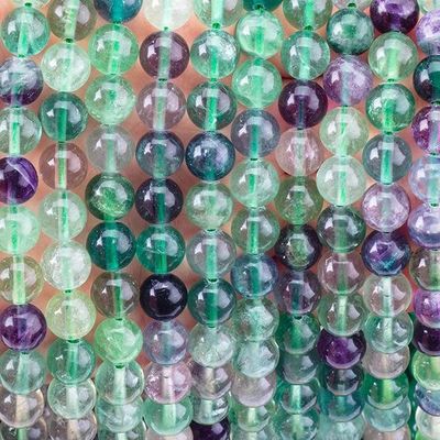 गुणवत्ता  8mm Colored Flourite Gems Bead Healing Crystal Beads For Jewelry Making फैक्टरी