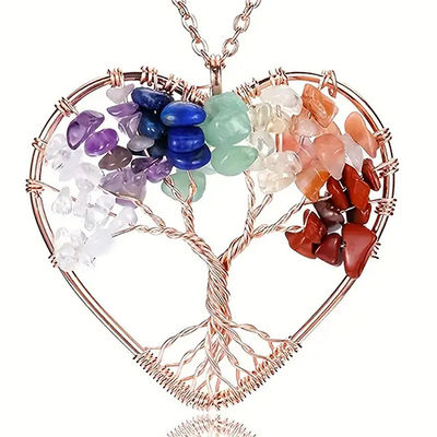 गुणवत्ता  5*5cm Tree Of Life Necklace With Chakra Stones Pendant फैक्टरी