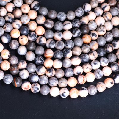 8 मिमी प्राकृतिक गुलाबी ज़ेब्रा पत्थर रत्न मोती आभूषण बनाने के लिए क्रिस्टल पत्थर मोती उपचार