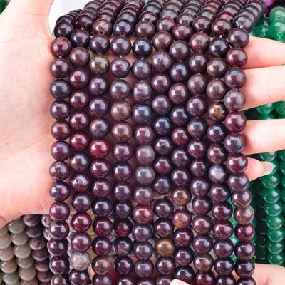 लाल फूल जास्पिर गोल मोती प्राकृतिक क्रिस्टल रत्न विभिन्न मोती आकार DIY आभूषण बनाने के लिए ढीले मोती स्ट्रैंड्स