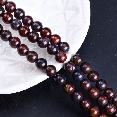 लाल फूल जास्पिर गोल मोती प्राकृतिक क्रिस्टल रत्न विभिन्न मोती आकार DIY आभूषण बनाने के लिए ढीले मोती स्ट्रैंड्स