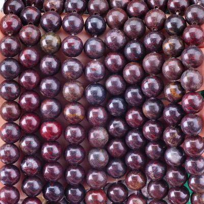 लाल फूल जास्पिर गोल मोती प्राकृतिक क्रिस्टल रत्न विभिन्न मोती आकार DIY आभूषण बनाने के लिए ढीले मोती स्ट्रैंड्स