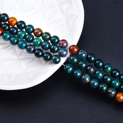 रक्त पत्थर गोल मोती प्राकृतिक क्रिस्टल रत्न DIY आभूषण बनाने के लिए ढीला मोती स्ट्रैंड्स