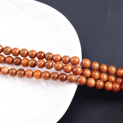 स्वर्ण सैंडस्टोन गोल मोती प्राकृतिक क्रिस्टल रत्न DIY आभूषण बनाने के लिए ढीला मोती स्ट्रैंड्स