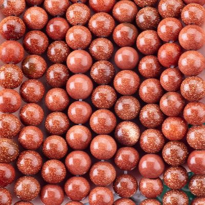 स्वर्ण सैंडस्टोन गोल मोती प्राकृतिक क्रिस्टल रत्न DIY आभूषण बनाने के लिए ढीला मोती स्ट्रैंड्स
