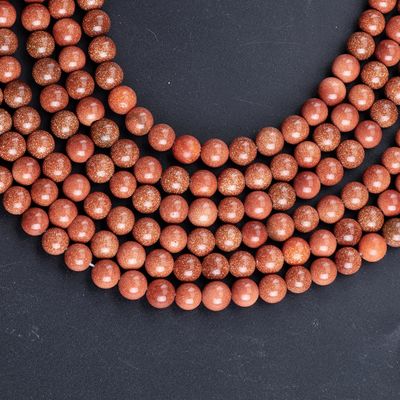 स्वर्ण सैंडस्टोन गोल मोती प्राकृतिक क्रिस्टल रत्न DIY आभूषण बनाने के लिए ढीला मोती स्ट्रैंड्स