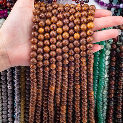 स्वर्ण धागा जैतून गोल मोती प्राकृतिक क्रिस्टल रत्न DIY आभूषण बनाने के लिए ढीला मोती स्ट्रैंड्स