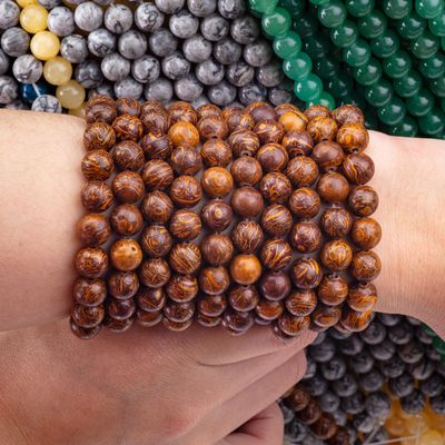 स्वर्ण धागा जैतून गोल मोती प्राकृतिक क्रिस्टल रत्न DIY आभूषण बनाने के लिए ढीला मोती स्ट्रैंड्स