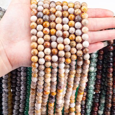 क्रिसैंथ पत्थर गोल मोती प्राकृतिक क्रिस्टल रत्न DIY आभूषण बनाने के लिए ढीला मोती स्ट्रैंड्स