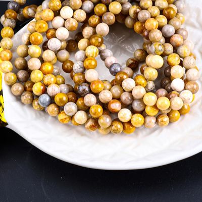क्रिसैंथ पत्थर गोल मोती प्राकृतिक क्रिस्टल रत्न DIY आभूषण बनाने के लिए ढीला मोती स्ट्रैंड्स