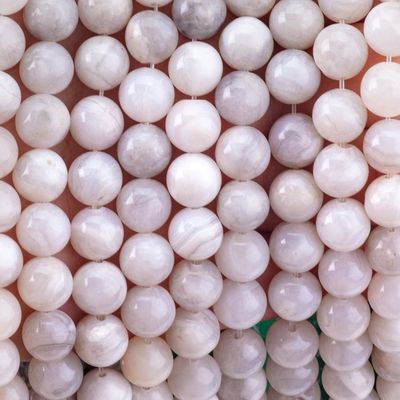 8 मिमी सफेद पागल फीता Agate ढीले मोती OEM ODM DIY शिल्प के लिए
