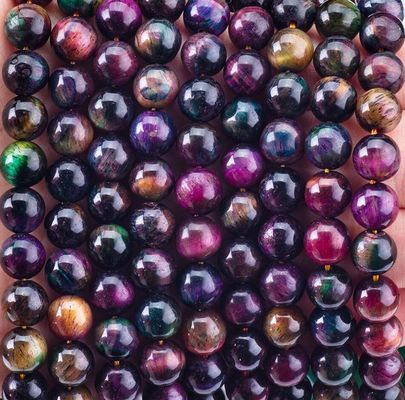प्राकृतिक क्रिस्टल रत्न इंद्रधनुष बाघ की आंख ढीली मोती स्ट्रैंड DIY आभूषण बनाने के लिए अर्ध कीमती पत्थर