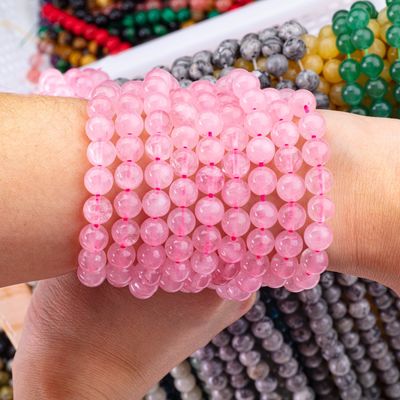 प्राकृतिक क्रिस्टल रत्न गुलाब क्वार्ट्ज ढीला मोती स्ट्रैंड DIY आभूषण बनाने के लिए अर्ध कीमती पत्थर