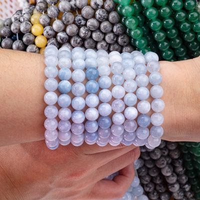 अर्ध कीमती पत्थर प्रकाश एक्वामरीन ढीला मोती स्ट्रैंड्स DIY आभूषण बनाने के लिए प्राकृतिक क्रिस्टल रत्न