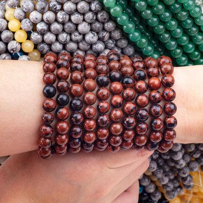 8 एमएम मोगनी जैस्पर पॉलिश चिकनी ढीली मोती हस्तनिर्मित DIY मोती आभूषण बनाने के लिए