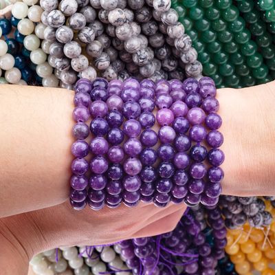 8 मिमी उच्च गुणवत्ता स्पष्ट बैंगनी गैलेक्सी Agate रत्न मोती उपचार क्रिस्टल पत्थर मोती आभूषण बनाने के लिए