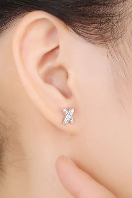 X Shape 925 मोइसानाइट स्टड झुमके स्टर्लिंग सिल्वर आभूषण