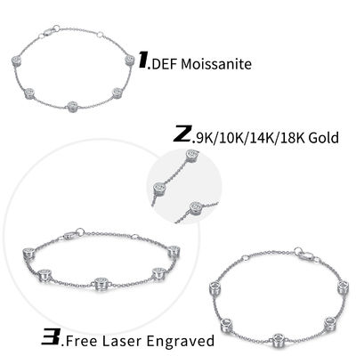 चमकदार उच्च 925 स्टर्लिंग सिल्वर Moissanite हीरा कंगन महिलाओं