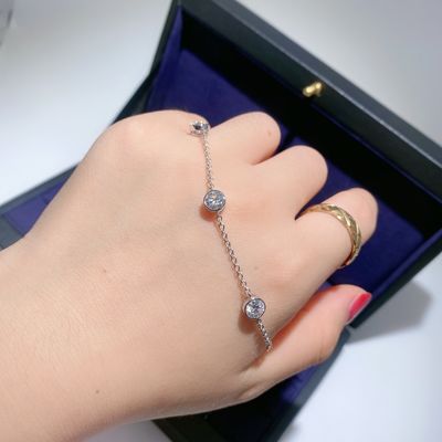 चमकदार उच्च 925 स्टर्लिंग सिल्वर Moissanite हीरा कंगन महिलाओं