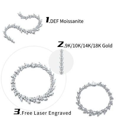 सगाई के लिए 18K गोल्ड गेहूं कान Moissanite टेनिस कंगन