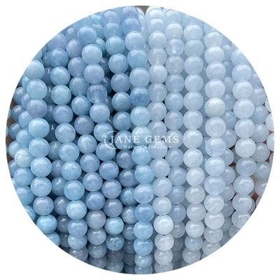 थोक गोल प्राकृतिक पत्थर मोती गोल ढीला रत्न मोती सामान 8 मिमी एक्वामारिन ढीला मोती DIY गहने के लिए