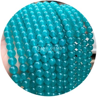 थोक गोल प्राकृतिक पत्थर मोती गोल ढीला रत्न मोती सामान 8 मिमी एक्वामारिन ढीला मोती DIY गहने के लिए