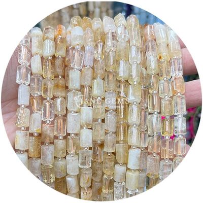 थोक प्राकृतिक क्रिस्टल रत्न सिलेंडर आकार मोती आगत सिलेंडर ढीला मोती सामान DIY आभूषण बनाने के लिए