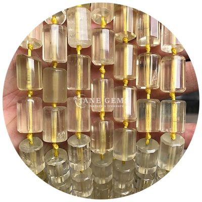 थोक प्राकृतिक क्रिस्टल रत्न सिलेंडर आकार मोती आगत सिलेंडर ढीला मोती सामान DIY आभूषण बनाने के लिए