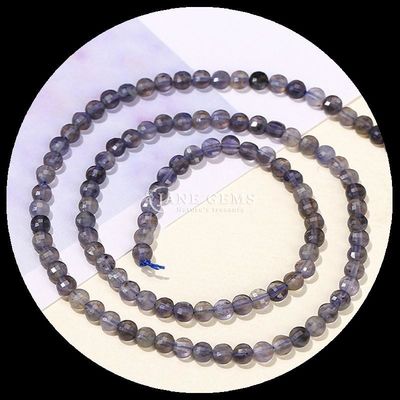फ्लैट शेप फेसेटेड मोती क्रिस्टल रत्न गोल आकार कॉर्डियराइट सनस्टोन DIY आभूषण बनाने के लिए ढीले मोती स्ट्रैंड्स