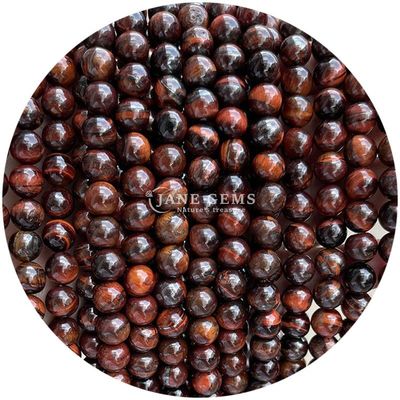 थोक प्राकृतिक पत्थर गोल ढीले मोती 8 मिमी बाघ की आंख ढीले मोती गुलाब लाल बाघ की आंख गोल मोती आभूषण के लिए spacers