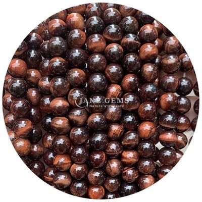 थोक प्राकृतिक पत्थर गोल ढीले मोती 8 मिमी बाघ की आंख ढीले मोती गुलाब लाल बाघ की आंख गोल मोती आभूषण के लिए spacers