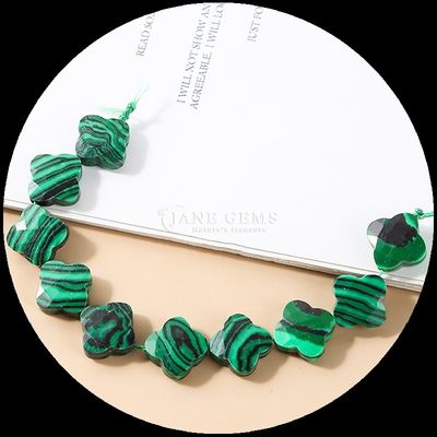 Malachite Dalmatian Jasper Gem Bead Natural Crystal Clover Shape Stone Loose Bead Strands For Bracelets