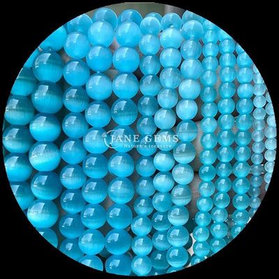 रंगीन गुलाबी पीली झील नीली रंग मोती अनुकूलन योग्य गोल आकार बिल्ली आंख मोती DIY उपहार के लिए