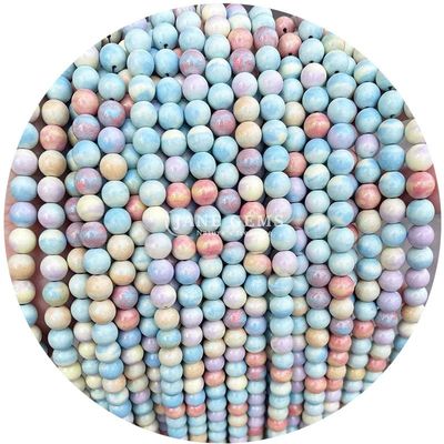 प्राकृतिक अजात पत्थर मोती चिकनी गोल ढीली स्पेसर मोती गहने के लिए DIY कंगन बनाने