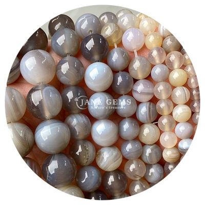 प्राकृतिक अजात पत्थर मोती चिकनी गोल ढीली स्पेसर मोती गहने के लिए DIY कंगन बनाने