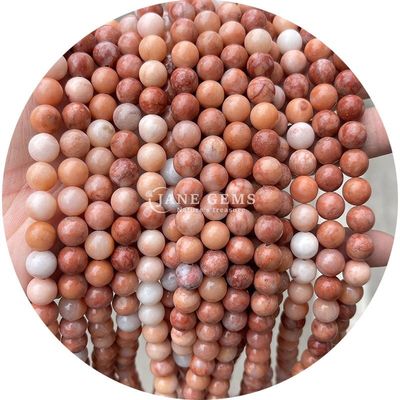 प्राकृतिक ढीला पत्थर मोती स्ट्रैंड रत्न गुलाबी एवेन्टुरिन गोल DIY आभूषण बनाने के लिए चिकनी