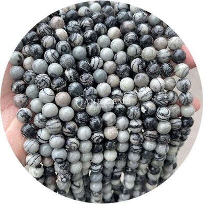 आभूषण के लिए प्राकृतिक काले धारीदार रोडोक्रोसाइट रत्न मोती DIY कंगन बनाना