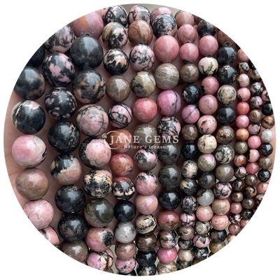 आभूषण के लिए प्राकृतिक काले धारीदार रोडोक्रोसाइट रत्न मोती DIY कंगन बनाना