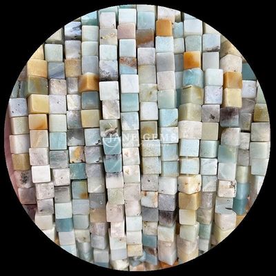 प्राकृतिक दक्षिणी जेड अमेज़ॅनइट स्क्वायर आकार रत्न मोती DIY गहने और उपचार ऊर्जा के लिए स्ट्रैंड्स