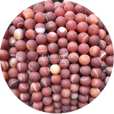 प्राकृतिक लाल धारीदार अजात मोती सार्डोनीक्स अजात मैट गोल ढीले मोती आभूषण बनाने के लिए