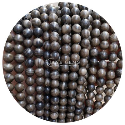 ढीली गोल बैंगनी लकड़ी अनाज पत्थर प्राकृतिक ढीली रत्न पत्थर मोती आभूषण बनाने के लिए