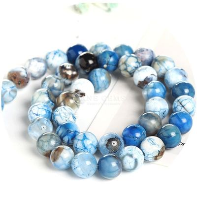 पॉलिश चिकनी गोल आकार ढीली मोती के तार विभिन्न ज्वैलरी बनाने के लिए बर्फ Agate