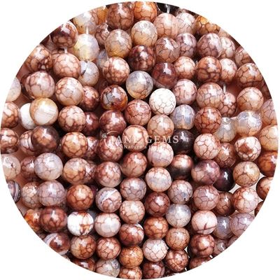 पॉलिश चिकनी गोल आकार ढीली मोती के तार विभिन्न ज्वैलरी बनाने के लिए बर्फ Agate