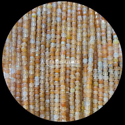DIY आभूषण के लिए रंगीन मिनी घन रत्न मोती गुलाबी ओपल और हरे रंग के एगेट स्ट्रैंड्स
