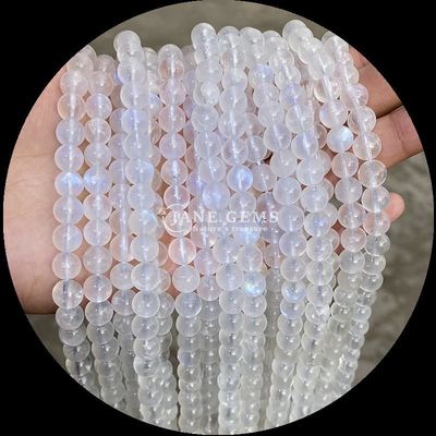 राउंड कट के साथ प्राकृतिक रत्न चंद्रमा का पत्थर फ्लोराइट महासागर जैस्पर ढीला स्ट्रैंड्स DIY गहने के लिए मोती