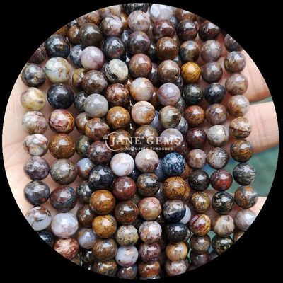 चमकदार गोल रत्न DIY मोती लप्पू लाजुली मलाकाइट टूरमालाइन आभूषण बनाने के लिए ढीले धागे