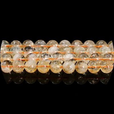 प्राकृतिक गोल आकार कीमती पत्थर मोती स्पष्ट क्वार्ट्ज साइट्रिन अमेथिस्ट DIY गहने के लिए ढीले धागे
