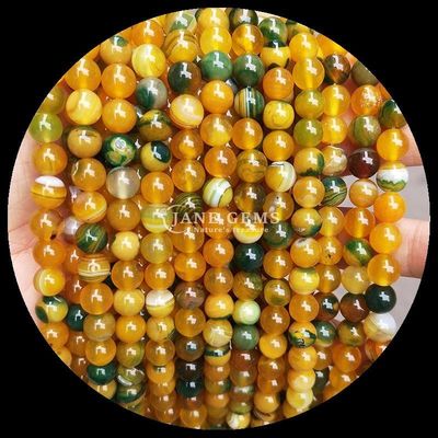 बहुरंगी गोल कट रत्न मोती पीला नीला धारीदार आगत DIY आभूषण बनाने और उपचार कंगन के लिए
