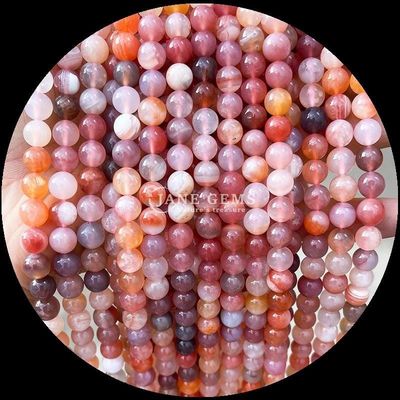 DIY आभूषण बनाना 8 मिमी गोल प्राकृतिक रत्न मोतियों में चेरी अजात और विभिन्न अजात स्ट्रैंड्स के लिए बालियां