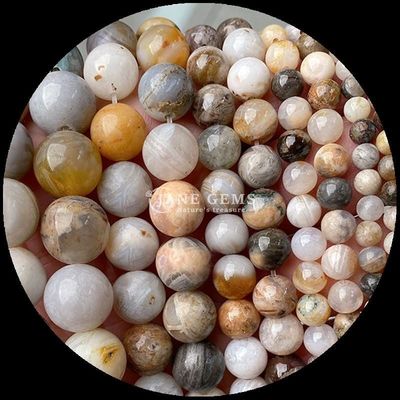 गोल आकार 8 मिमी प्राकृतिक रत्न मोती विभिन्न अजात मोती कार्नेलियन पीला धारीदार अजात ढीला मोती स्ट्रैंड DIY गहने के लिए